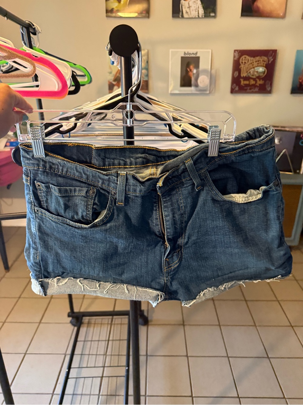 Levi's Dark Blue Cutoff Denim Jean Shorts